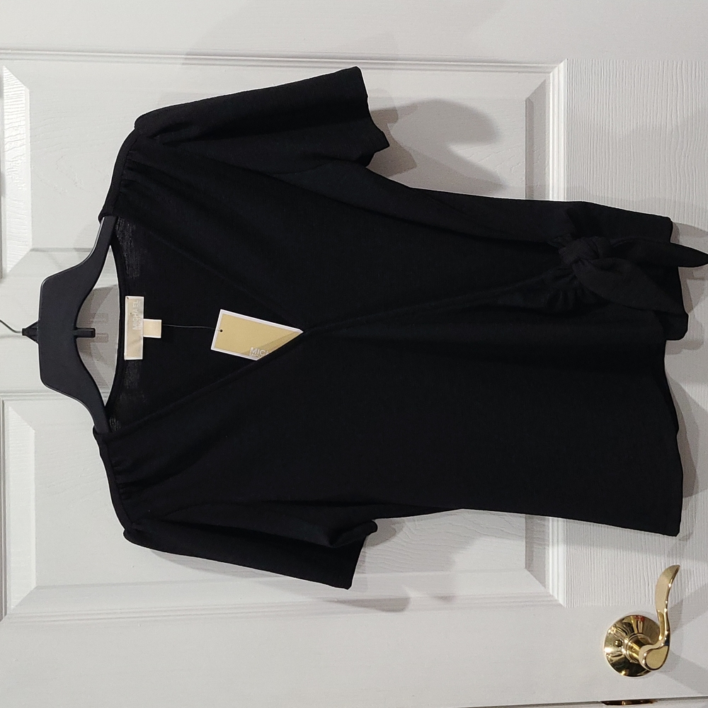 NWT Michael Kors black wrap top Size M